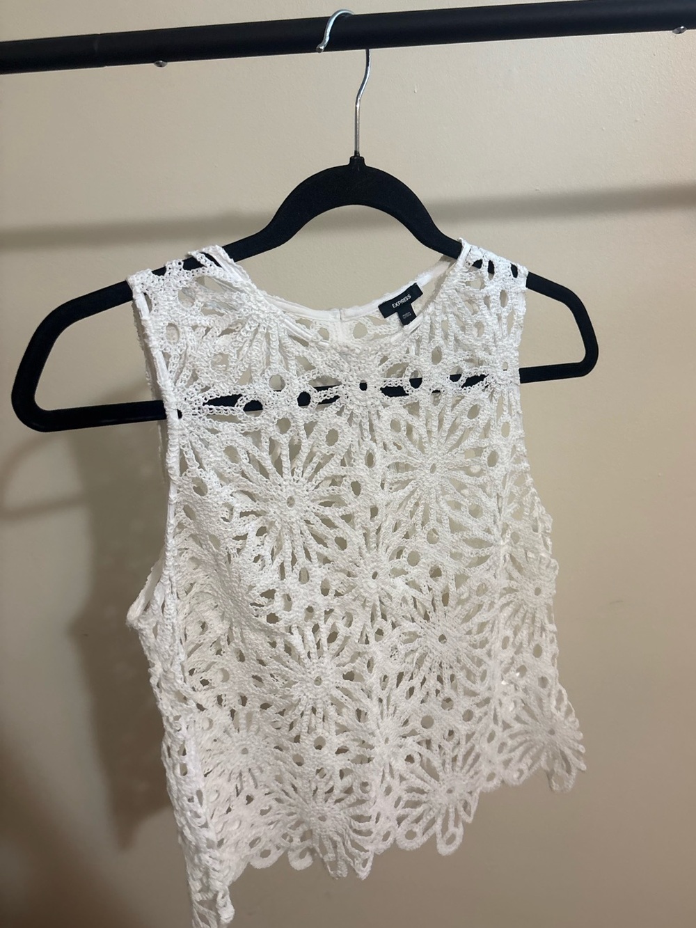 Express White Crochet Tank Top